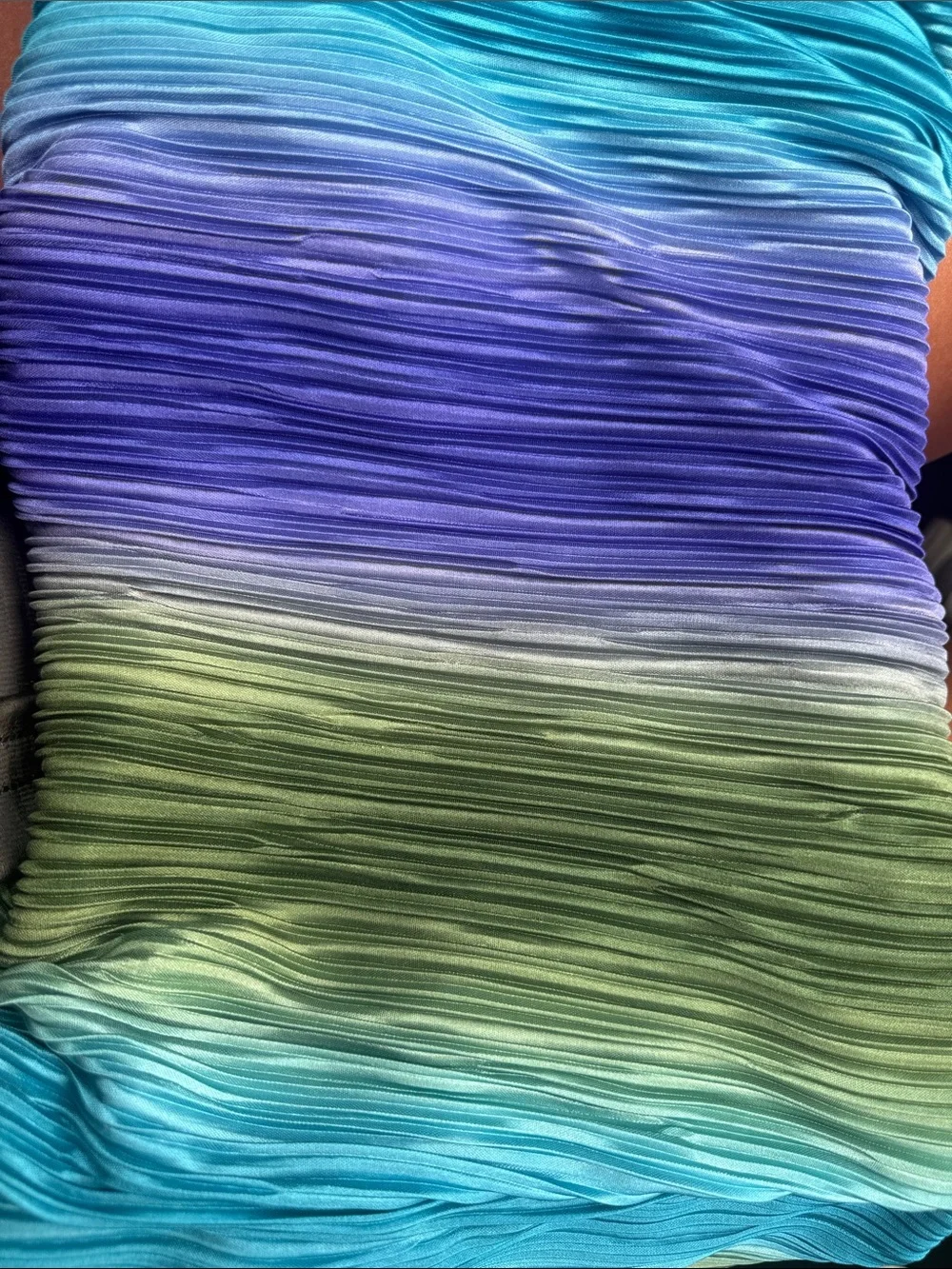 12th Tribe Strapless Vertical Stripe Maxi Dress in Blue, Green & Purple - Picture 5 of 6